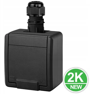 Zdjęcie produktu dla Elektro-Plast | Gniazdo 2K IP65 - Antracyt - Wodoodporne - Wysoka Klasa Ochrony - Wytrzymałe