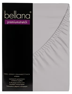 Produktbild von Bellana premiumstretch - Edel-Elastic-Jersey Spannbetttuch  140-160 x 200-220 cm silber 165g/m², 95% gekämmte Mako Baumwolle, 5% Elasthan
