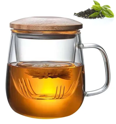 Glas-Teekanne 480 ml mit Deckel und Sieb, Borosilikatglas
