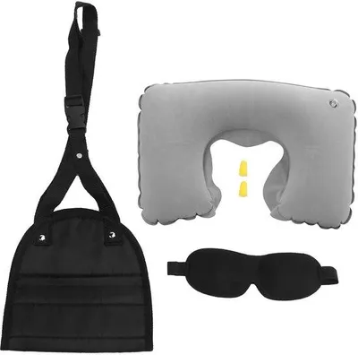 Produktbild von Reisebequemlichkeitset - Ergonomisches Luftfederkissen - Fußmatte und Ohrstöpsel
