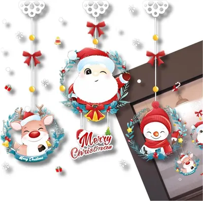 Produktbild von Weihnachten bunte Aufkleber für Fenster mit Zeichen