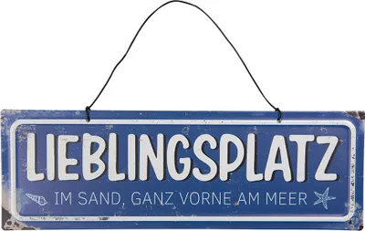 Produktbild von Clayre & Eef Textschild 30x10 cm Blau Metall