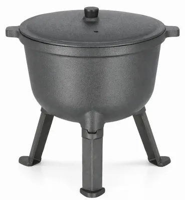 Produktbild von Gusseisen Kessel 5L mit Deckel & Dreibein – Outdoor Kochtopf für Lagerfeuer, Camping