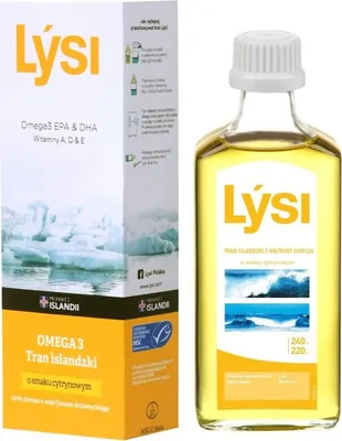 Produktbild von Lysi Isländischer Lebertran mit Zitronengeschmack 240ml Omega-3, Vitamin A, E&D