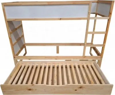 Produktbild von Podest mit Ausziehbett 2in1 für IKEA KURA 90x190 – wählbar: Schublade oder Bett,. FRONT KIEFER