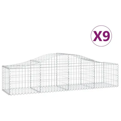 Productafbeelding van vidaXL Gabionen met boogvorm, 9 stuks, 200x50x40/60 cm, verzinkt staal