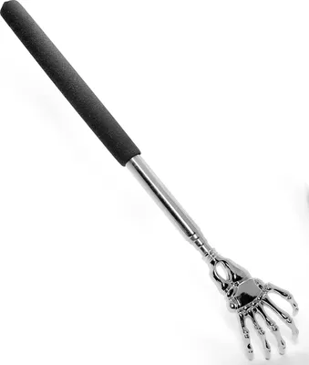 Produktbild von 1x Teleskop Rückenkratzer - Rückenkratzer - Ausziehbarer Kratzer zum Kopf und Rückenkratzen Hand Rückenmassage 58cm Reichweite - Knochenhand - Schwarz