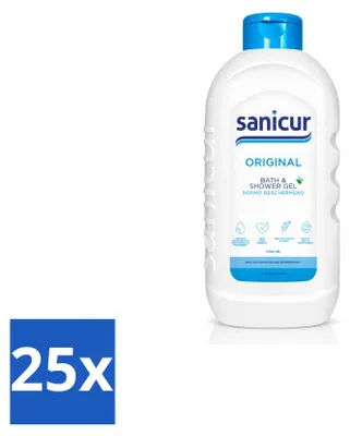 Imagen del producto de 25 unidades de gel limpiador corporal y para ducha Sanicur Original, 1000 ml cada uno. Paquete económico