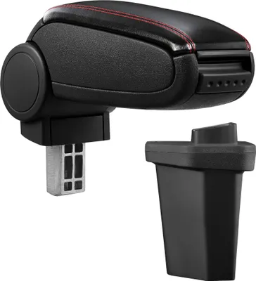 Produktbild von [pro.tec] Mittelarmlehne Passgenau für Hyundai I20 / 2. Generation (GB, seit 2014) - Armauflage mit Staufach - gepolstert - Kunst-leder - schwarz mit roten Nähten