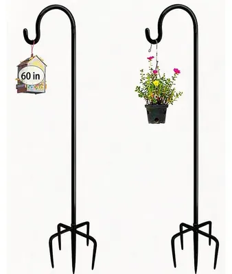 Obrázek produktu pro Kovové háky, 152 cm, nastavitelné, s 5 hroty, 2 kusy, vhodné pro zahradní osvětlení, lucerny, květináče