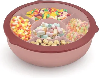 Produktbild von Rosafarbene Snackbox 5-fach mit transparentem Deckel