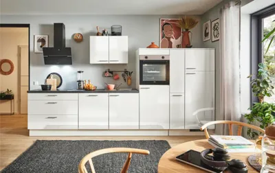 Produktbild von PICCANTE Plus Küchenzeile ohne Geräte Prime Fabro 350 cm weiß hochglanz vormontiert Variante rechts 4067368019255