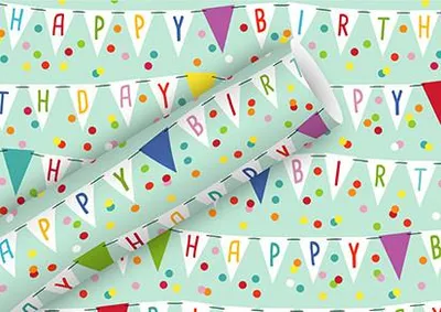 Produktbild von Geschenkpapier Happy Birthday Wimpel 2 m