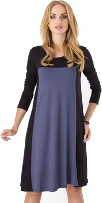 Produktbild von Damen Kleid mini zweifarbig weit geschnitten ; Grafit-Schwarz/XL/XXL 42/44