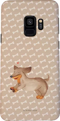 Produktbild von Mr. & Mrs. Panda Samsung Galaxy S9 Handyhülle Hund Dackel - Hundeglück - Geschenk, Handy Case, Cover, Smartphone Hülle, Hunde, Sprüche, Herz