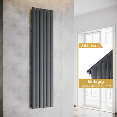 Zdjęcie produktu dla Grzejnik płytowy SONNI Grzejnik pionowy Jednowarstwowy antracyt 1800×465 mm