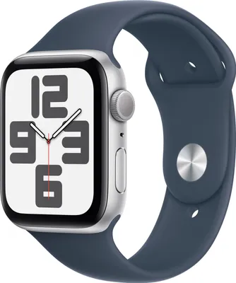 Produktbild von APPLE Watch SE GPS 44 mm strieborné hliníkové puzdro so športovým remienkom Storm Blue - M/L