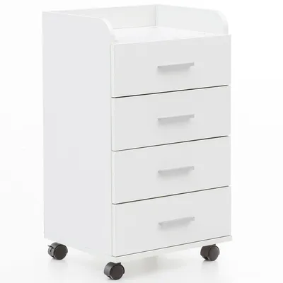 Productafbeelding van Ladentafel op wielen met 4 lades (40x33x70,5 cm, Wit)