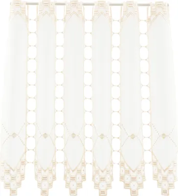 Produktbild von Gardinen Kranzusch Scheibengardine Lochstickerei 46x21 cm H/B weiß mit sekt Bistrogardine Vorhang Küche 1er Pack