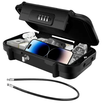 Produktbild von Tragbarer Tresor mit 4-stelligem Zahlenschloss - 5,7 x 14 x 5,7 cm - Sicherheitsbox