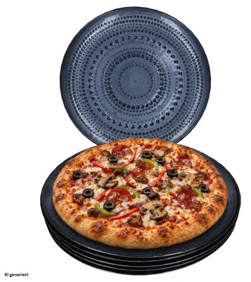 Produktbild von 6x Oxy blau Pizzateller Ø32,5cm Glas Punktrelief Servierplatte