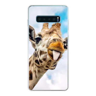 Produktbild von MuchoWow® Handyhülle Schutzhülle Hülle für Samsung Galaxy S10 Lite Giraffe - Lustig - Zunge - Kinder - Jungen - Mädchen - Kind Silikon Softcase Handy Hülle - Schutz
