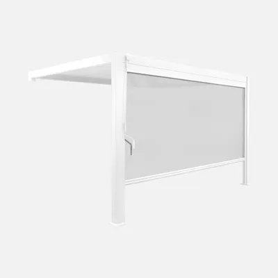 Immagine prodotto di Pergola bioclimatica 3x4m in alluminio addossata + tenda 4m , Bianco