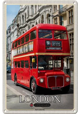 Produktbild von Blechschild Städte London UK Red London Bus 20x30cm