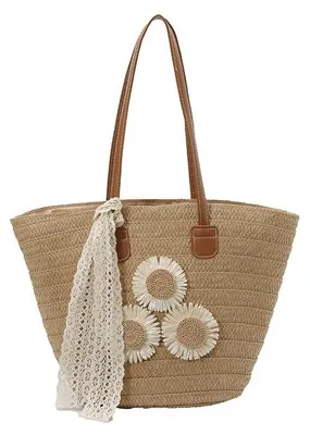 Produktbild von Leichte, tragbare Handtasche für Damen mit Strohhandschlaufen