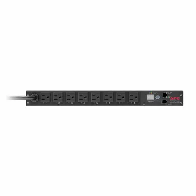 Produktbild von APC Rack PDU, Switched, 1HE, 15 A, 100/120 V, (8)5-15, Geändert, 1U, Horizontal, Schwarz, 8 AC-Ausgänge, NEMA 5–15P