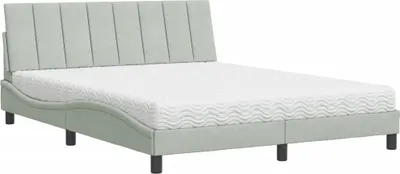 Produktbild von vidaXL Bett mit Matratze "Hanko" Hellgrau 160x200 cm Samt