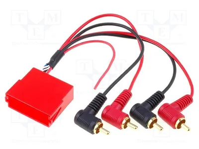 Image de 1 adaptateur ISO avec prise mini-jack, 4 connecteurs RCA. Connecteurs et prises ISO