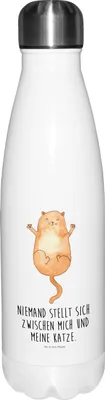 Produktbild von Mr. & Mrs. Panda Wasserflasche Katze Umarmen - Weiß - Geschenk, Thermos, Cats, trinkflaschen, Trinkflasche, Kater, Thermosflasche, Edelstahlflasche, Katzen, Cat