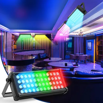Produktbild von LED Wandfluter Wall Washer - Bühnenlicht 96 W RGB - 48×2 W 3-in-1 LEDs - DMX512/RDM - Auto/Sound/Master-Slave - 90–240 V - EU-Stecker 4er-Set