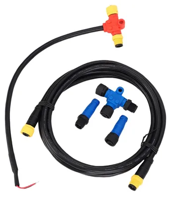 Image de Kit de démarrage NMEA 2000 : câbles principaux M12 à 5 broches de qualité marine, câbles de dérivation, raccords en T et terminateurs – Pièces de rechange pour appareils Lowrance