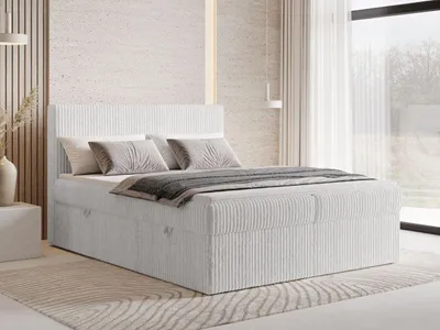 Produktbild von GrainGold Boxspringbett Brisa 160x200 cm - Bett 160x200, Boxspringbett mit Bettkasten und Lattenrost - Grau (Tilia 86)