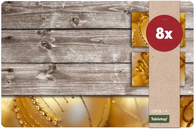 Immagine prodotto di Tovagliette Natale baubles oro legno 8 pezzi tovaglietta decorazione tavolo