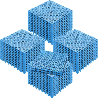 Produktbild von SucceBuy Modulares ineinander greifendes Kissen, 50er-Pack 30 x 30 cm Splei?-Drainagematten, Weiche PVC-rutschfeste Bodenfliesen mit Drainagel?chern fš¹r Toilette, Badezimmer, Kš¹che, Pool, Nassbereiche