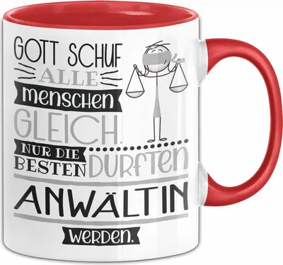 Produktbild von Anwältin Geschenk Becher Tasse Gott Schuf Alle Menschen Gleich Nur Die Besten Durfeten Anwältin Werden Geschenkidee Lustig (Rot)