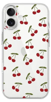 Zdjęcie produktu dla Elastyczne etui do iPhone'a 17, ochrona obiektywu aparatu, przezroczysty silikon TPU, z motywem małych wiśni