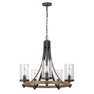 Zdjęcie produktu dla Żyrandol Angelo ciemne drewno 5xE27x60W metal wym:217,4x61x61cm IP20 Quintiesse