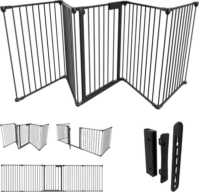 Produktbild von Jopassy Kaminschutzgitter Kamingitter 310 x 75 cm  Baby Kinderschutzgitter Absperrgitter Schutzgitter Ofenschutzgitter Laufstall Türschutzgitter schwarz