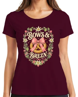 Zdjęcie produktu dla Bows & Brezn : Strój bawarski, sukienka "Dirndl", spodnie skórzane "Lederhose", damska koszulka, kolor burgundowy, rozmiar S