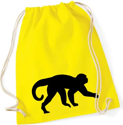 Produktbild von Huuraa Turnbeutel Affe Silhouette 12 Liter Yellow Baumwolle Rucksack Geschenkidee