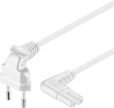Produktbild von Goobay 97347 Euro Anschlusskabel beidseitig abgewinkelt, 1 m, Weiß, 1 m - Eurostecker (Typ C, CEE 7/16) > Gerätebuchse C7