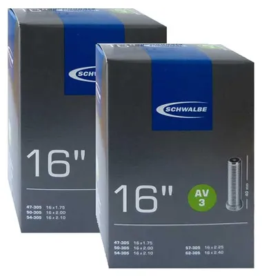 Obrázok produktu pre Duša Schwalbe AV3, čierna, 16'' (balenie 2 ks)