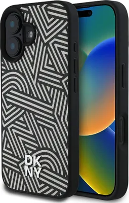 Obrázek produktu pro DknyPolyuretanLeather Crosswalk Pattern Magsafe Iphone 16 Mobile Case Black Black One Size