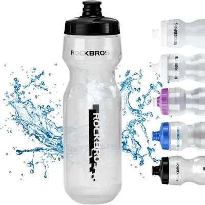 Zdjęcie produktu dla Butelka na wodę ROCKBROS 750 ml – duża butelka do jazdy na rowerze, fitnessu i wędrówek – przezroczysta, czarna