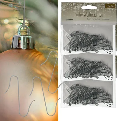 Produktbild von Weihnachtskugel Aufhänger silber 4x50 Stück Metall Haken Kugelaufhänger Schnellaufhänger