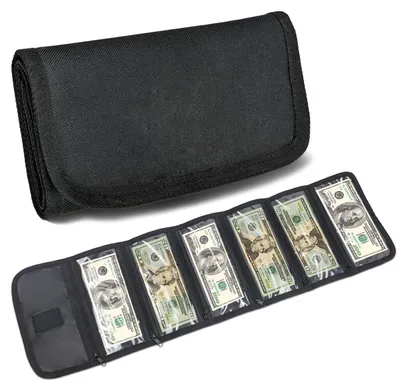 Imagen del producto de Organizador de cartera con 6 compartimentos con cremallera, fabricado en poliéster/PVC, color , para billetes y tarjetas